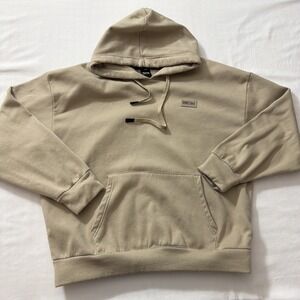 DRI Essentials Hoodie Mens Large Beige Pullover Fleece Lined Kangaroo Pocket